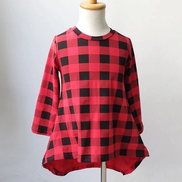 Buffalo Plaid Red Black High Lo Dress - Picture 6 of 8